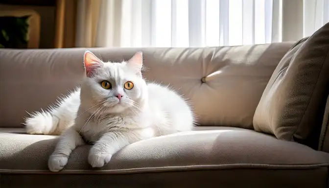 British Shorthair branco em ambiente interno