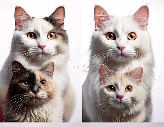 Comparação visual entre quatro padrões bicolores