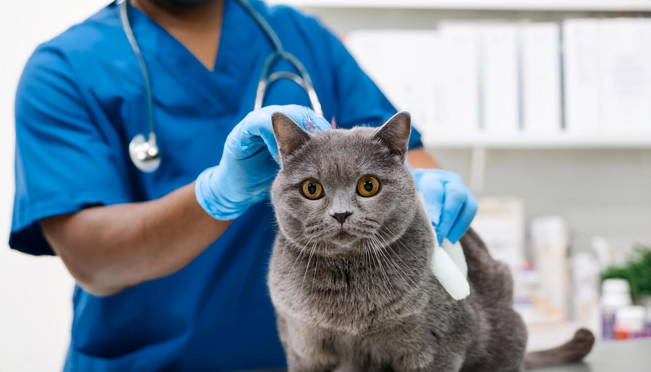 British Shorthair em consulta veterinária