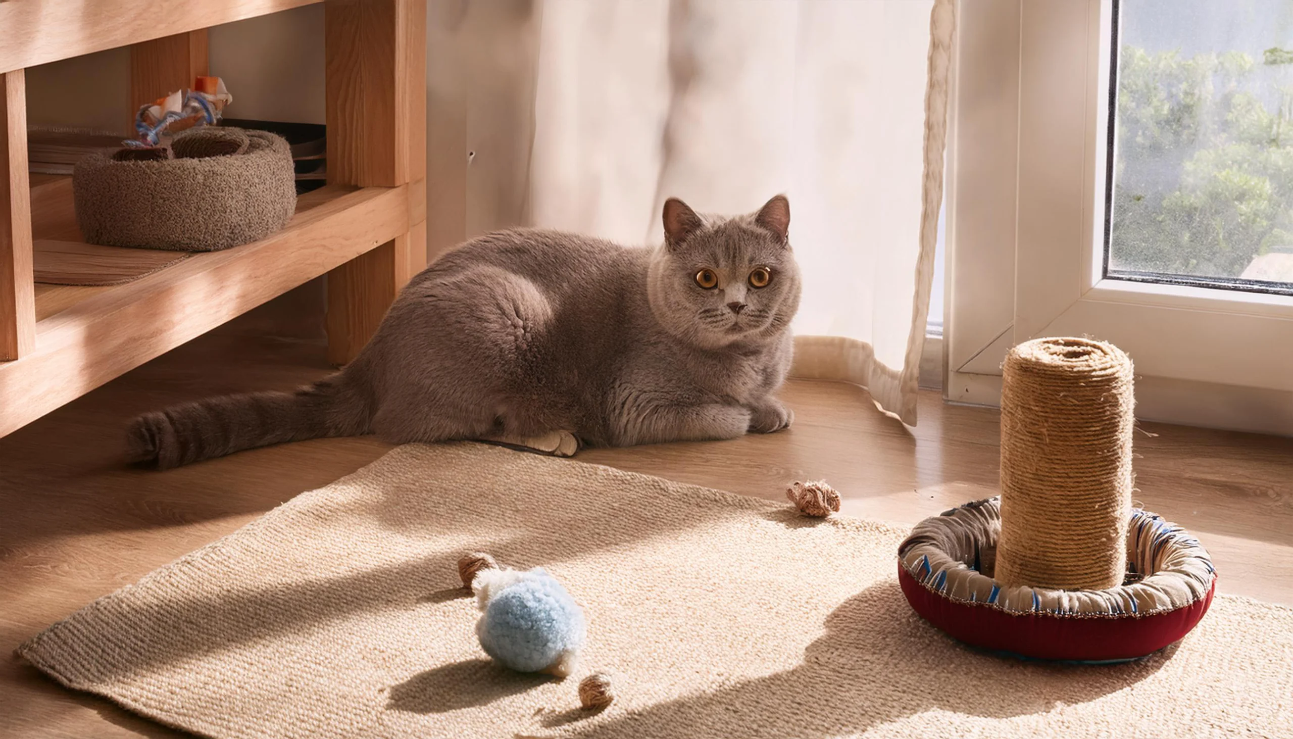 British Shorthair com arranhador